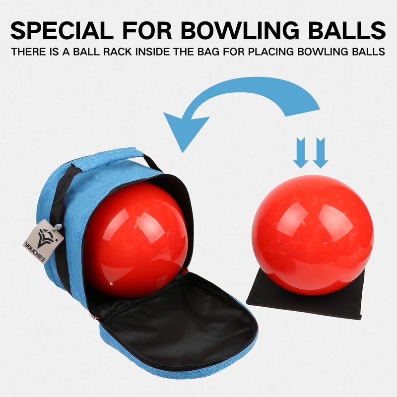 Yoochee Compact Single Bowling Ball Tote Bag for Spare Ball, Lightweight One-Ball Bowling Bag with Built-In Ball Holder, Easy Carry Handle, Durable for Practice & League Play - Image 3